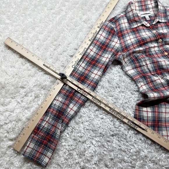 J. Crew Shirt Women's Size 0 Perfect Flannel Plaid Cotton Christmas Preppy Biho - Picture 8 of 10